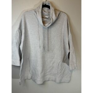 Purely Jjill Grey Marled Knit 3/4 Sleeve Sweatshirt Size L  One Flaw See Photos